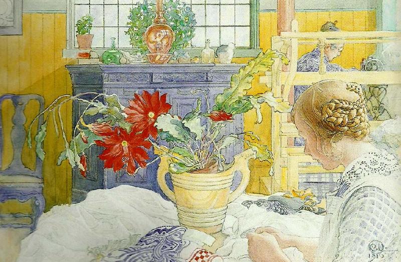 Carl Larsson somnad oil painting image